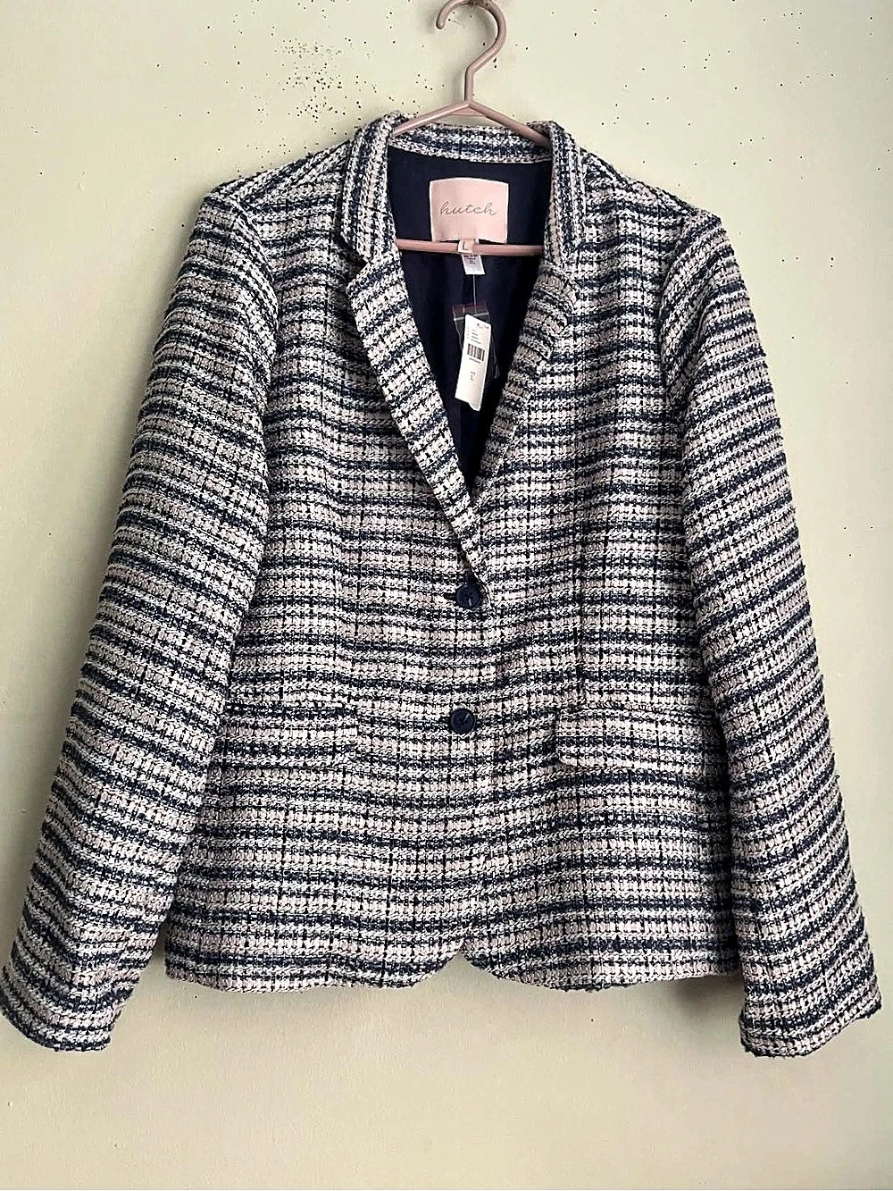 Anthropologie Plaid Blazer in Blue & Pink NWT